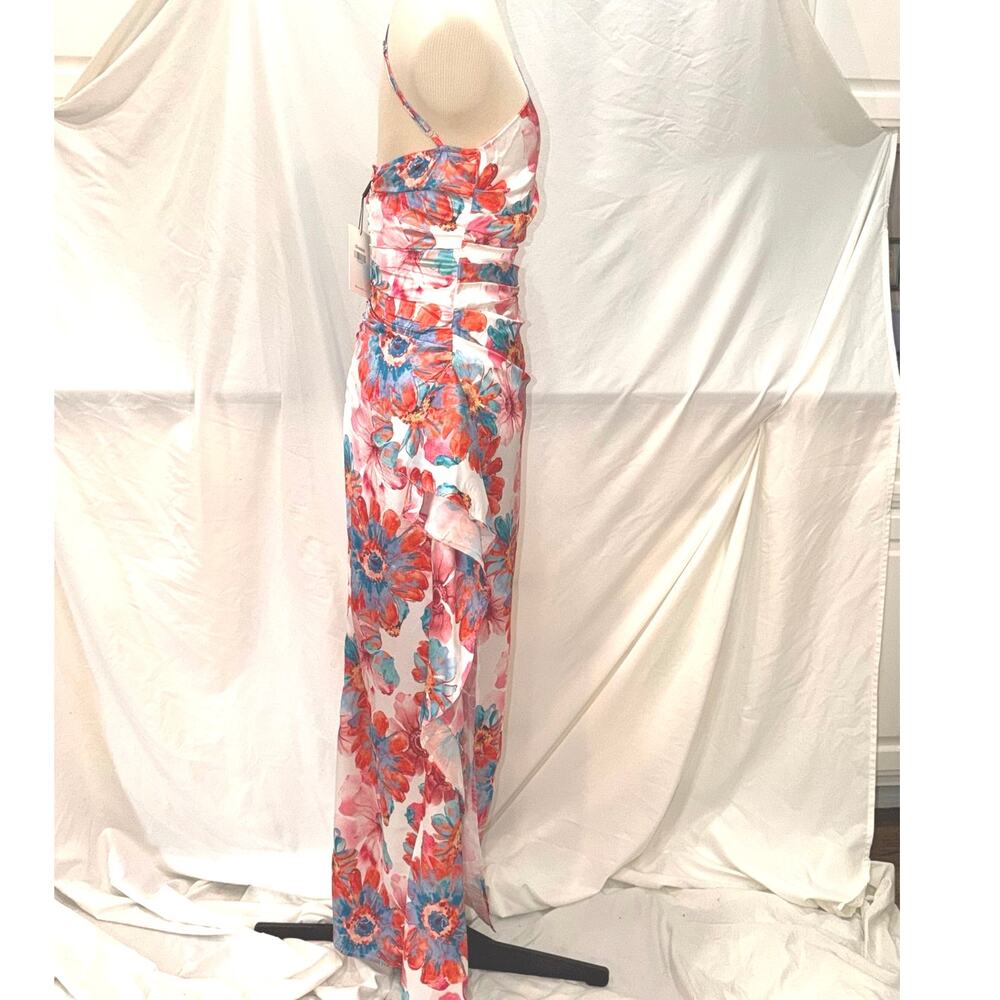 Hello Molly That's So Fetch White, Blue, Coral Elianna Floral Maxi Dress Size 4 - Picture 5 of 10